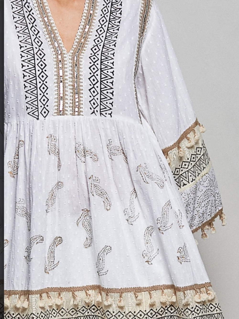 🎉 POL “ ARYN “ POL DRESS IN PAISLEY PATTERN AND TASSEL DETAIL 69 - Picture 6 of 6